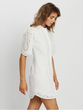 AllSaints White Eyelet Mini Dress